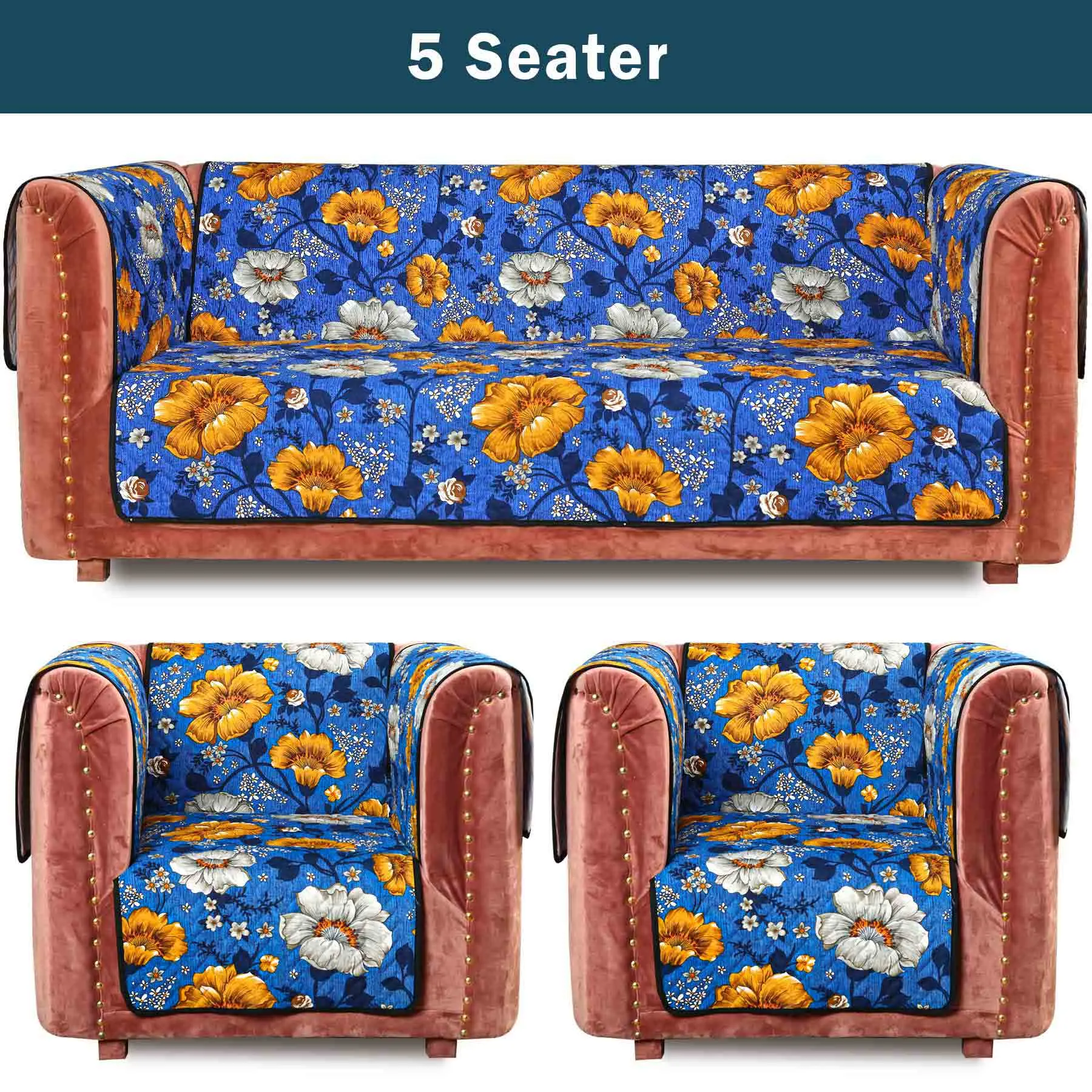 Neotraditional Flowers Quilted Sofa Cover Set