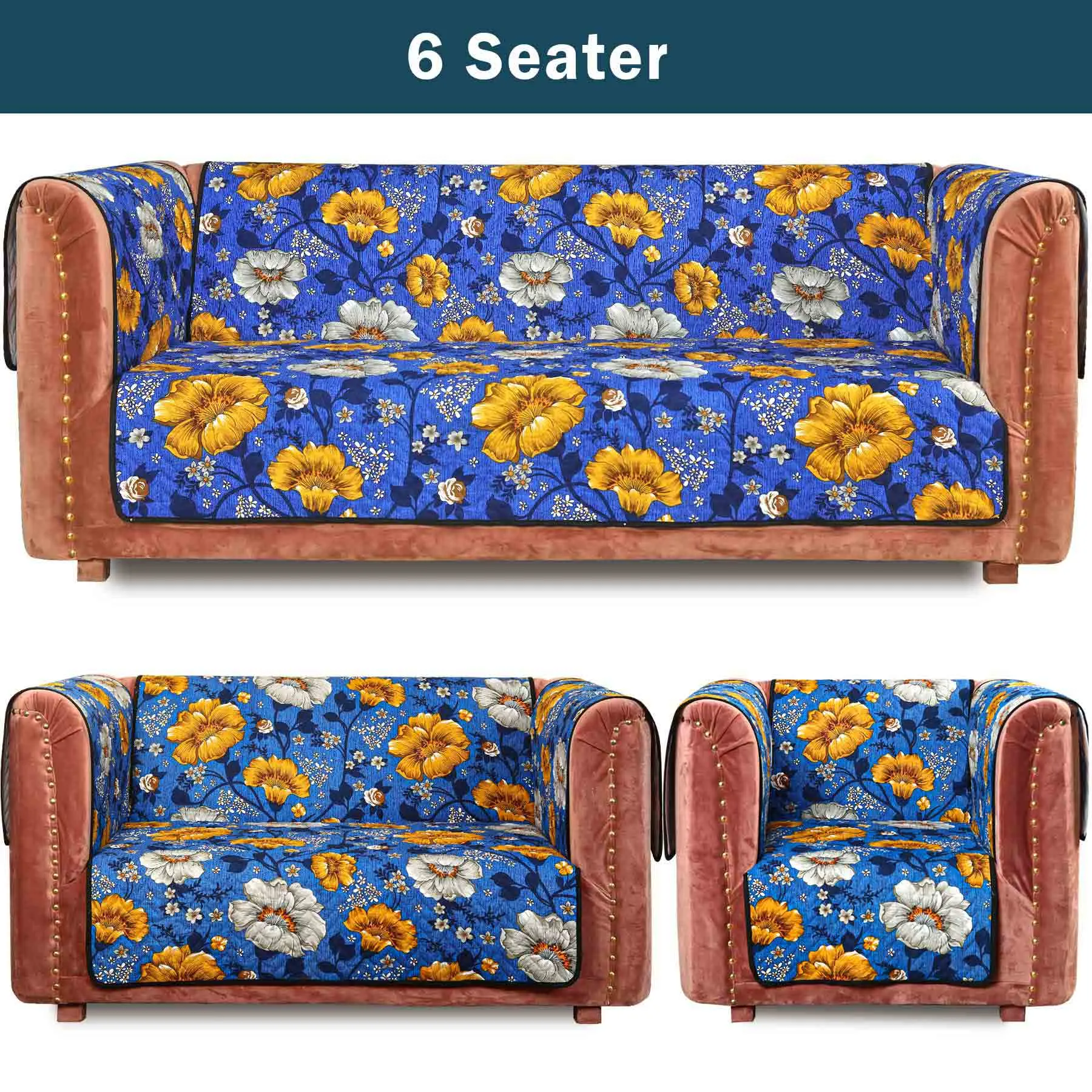 Neotraditional Flowers Quilted Sofa Cover Set