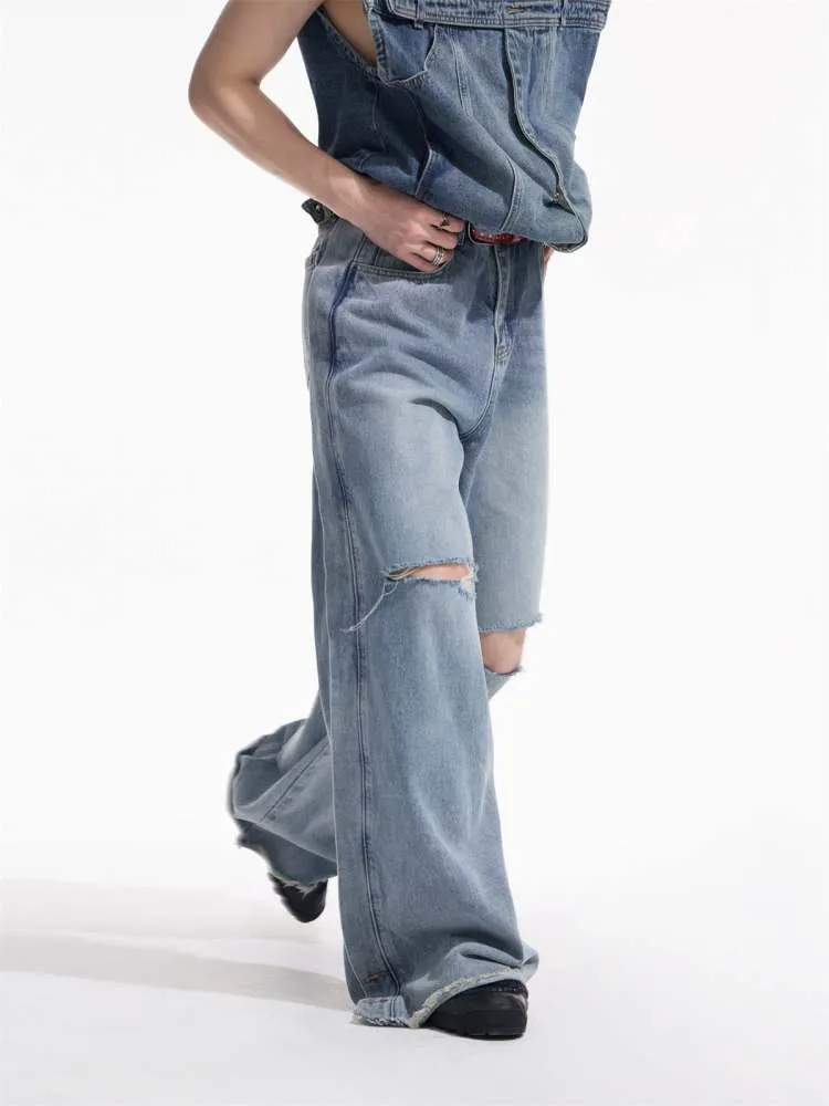 Niche Design Holes Loose Fitting Jeans【s0000006730】