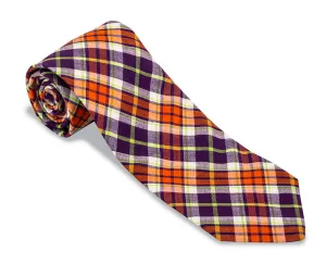 Orange/Purple Madras Necktie - F3040