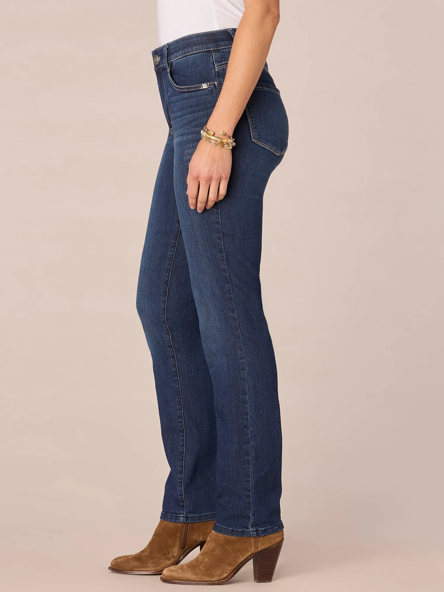 "Ab"solution® Petite High Rise Straight Leg Indigo Jeans