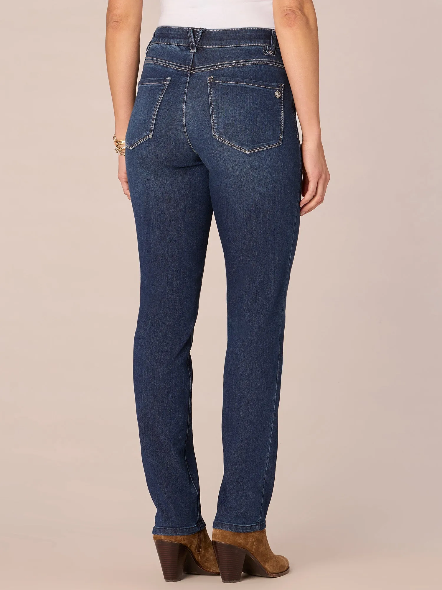 "Ab"solution® Petite High Rise Straight Leg Indigo Jeans