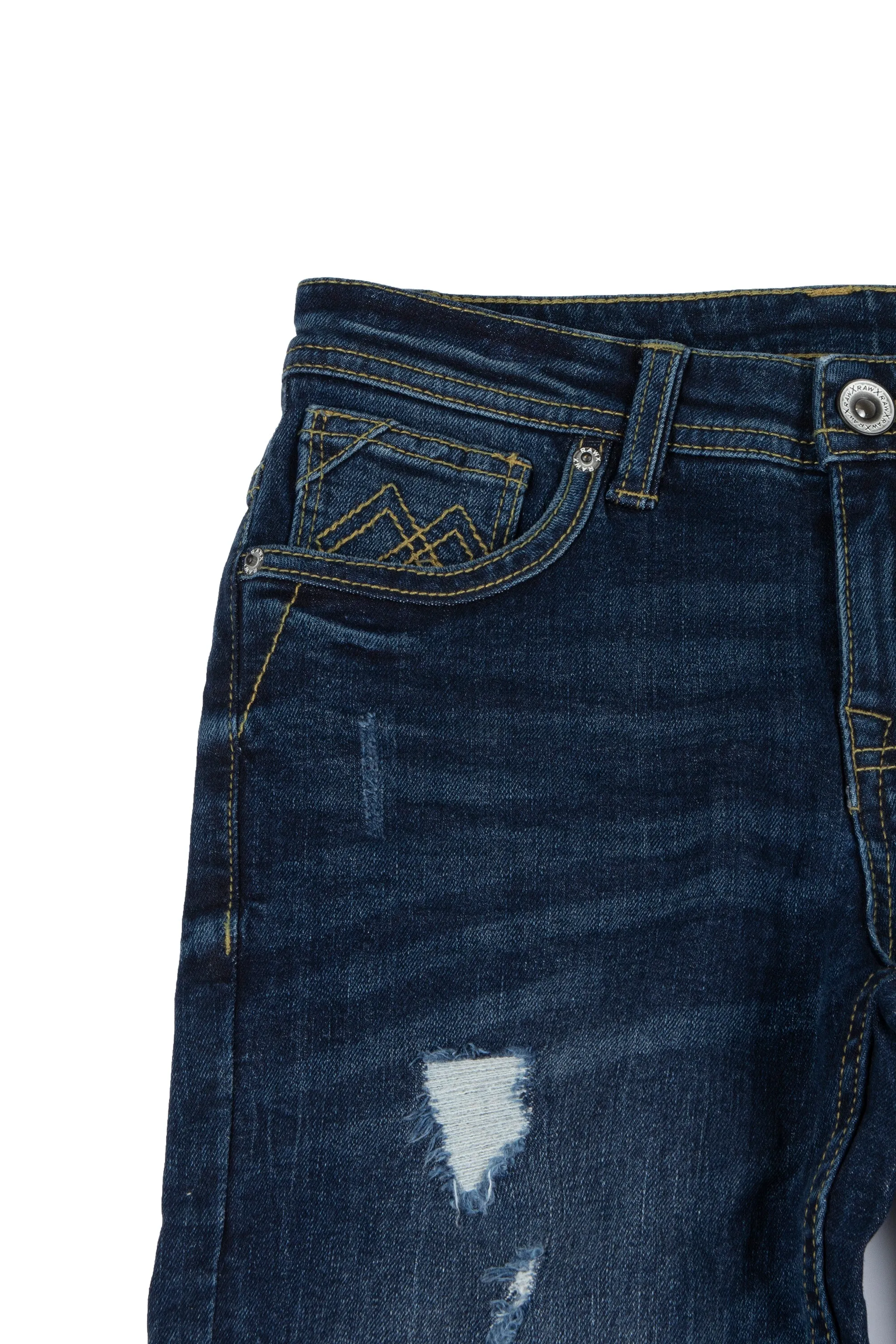 RAW X Boy's Skinny Fit Rip & Repair Denim Pants