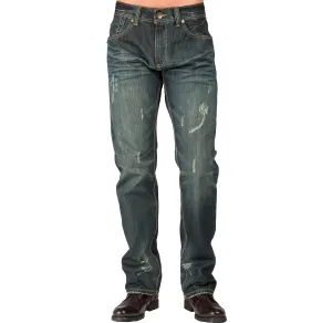 Relaxed Straight Ripped Faded Vintage Premium Denim Signature 5 Pocket Jeans Wrinkle Whisker