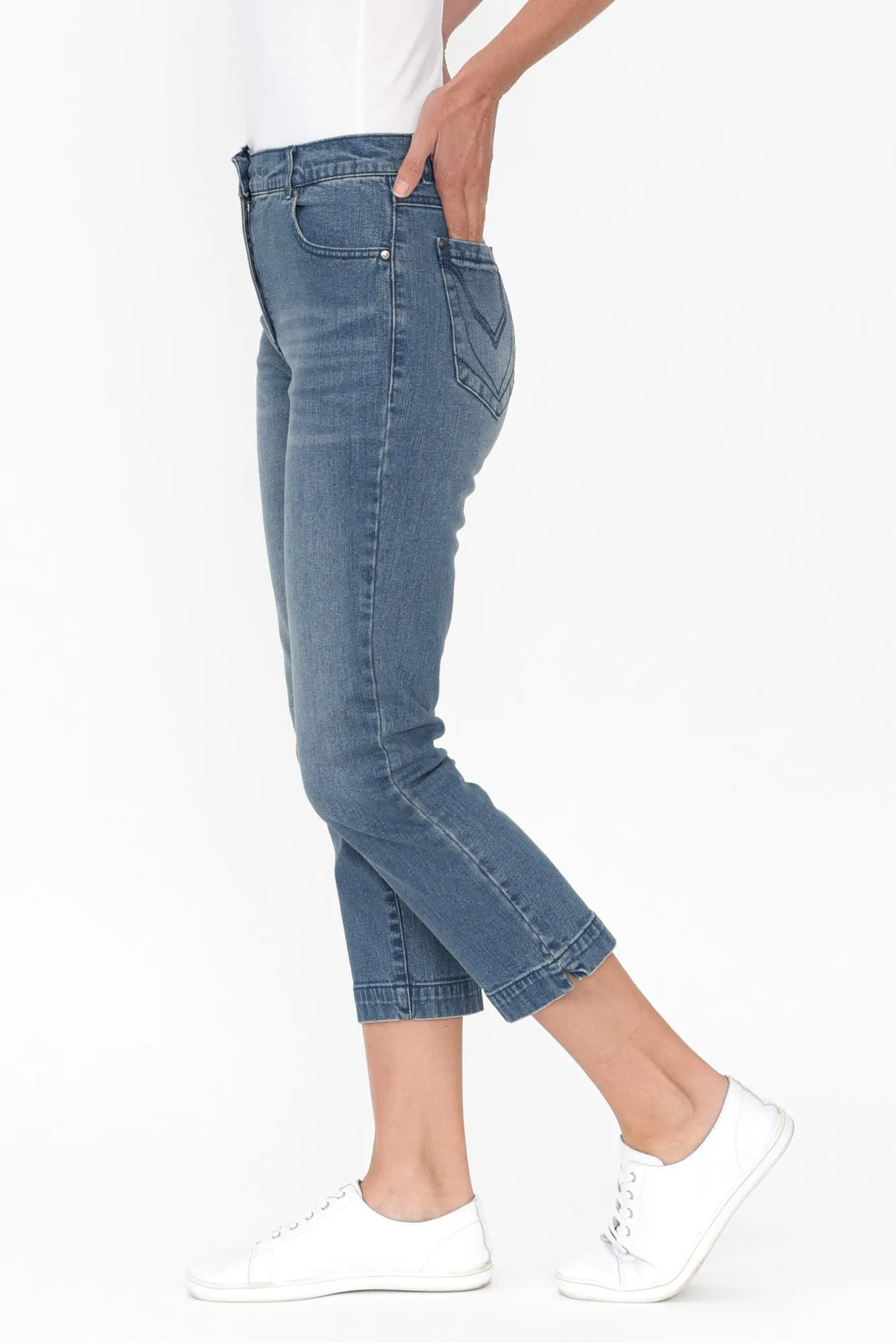 Rosanna Washed Denim Cropped Jeans