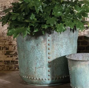 Rustic Verdigris Studded Iron Planter - Extra Large XL