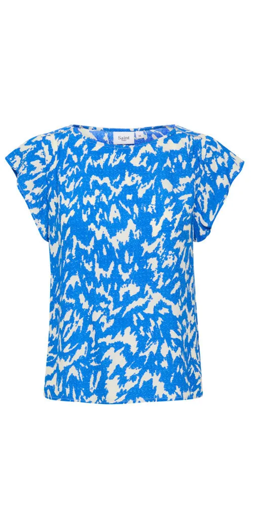 Saint Tropez Printed Top, blue nature