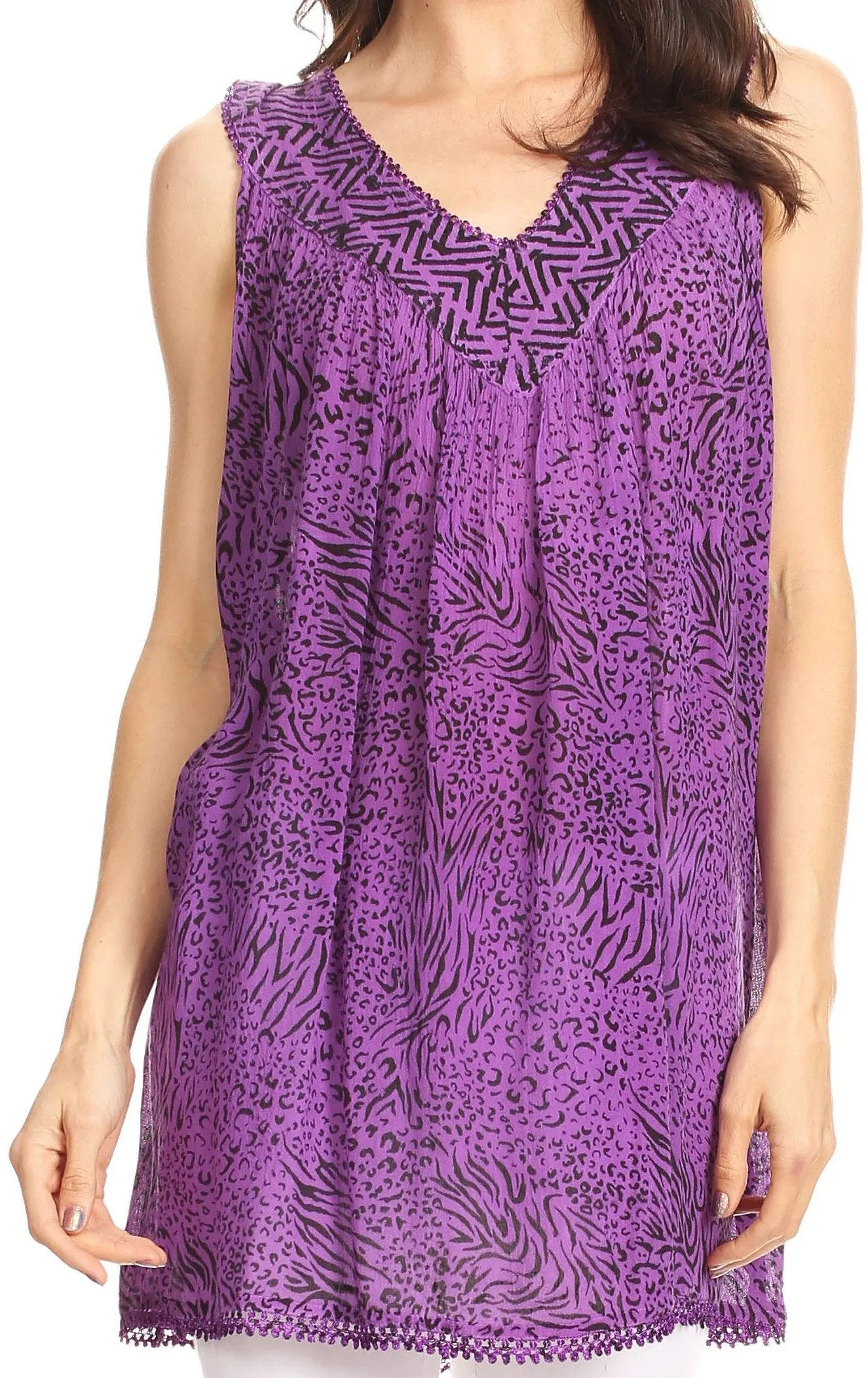 Sakkas Larissa V-Neck Animal Print Tank