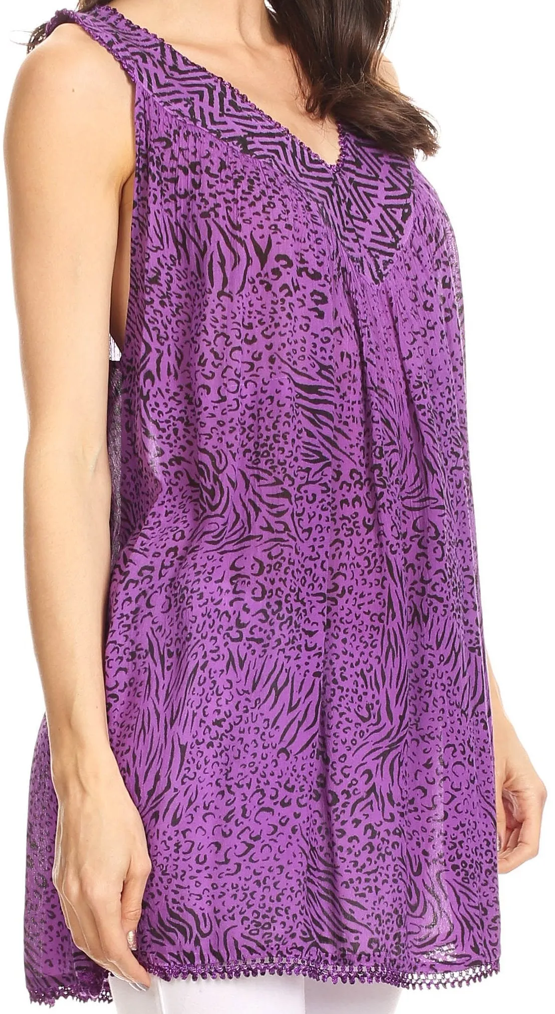 Sakkas Larissa V-Neck Animal Print Tank