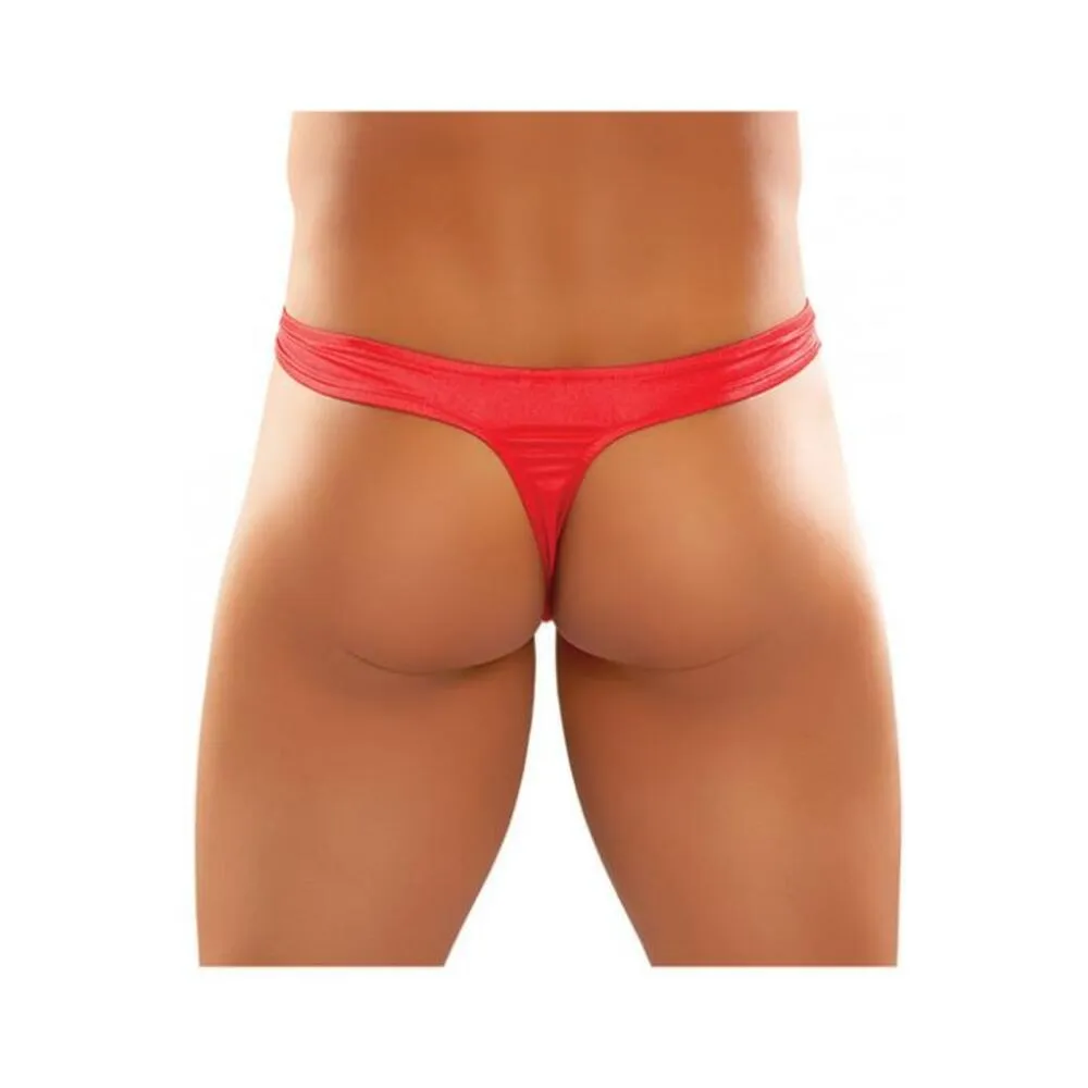 Satin Bong Thong Red L/XL