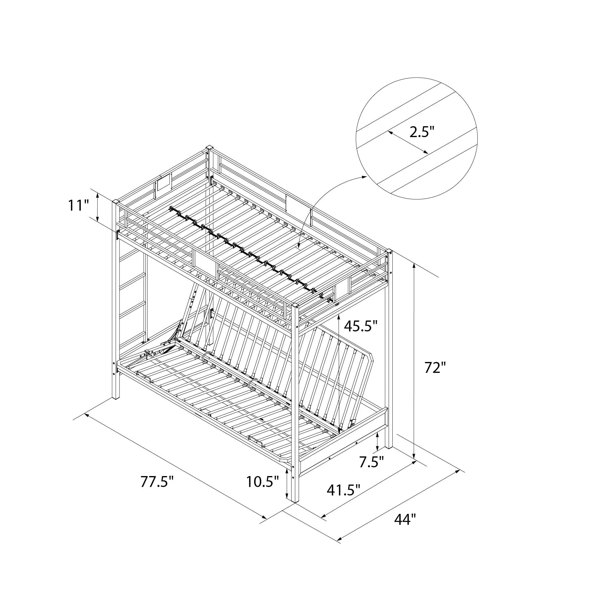 Silver Screen Loft Bed with Futon