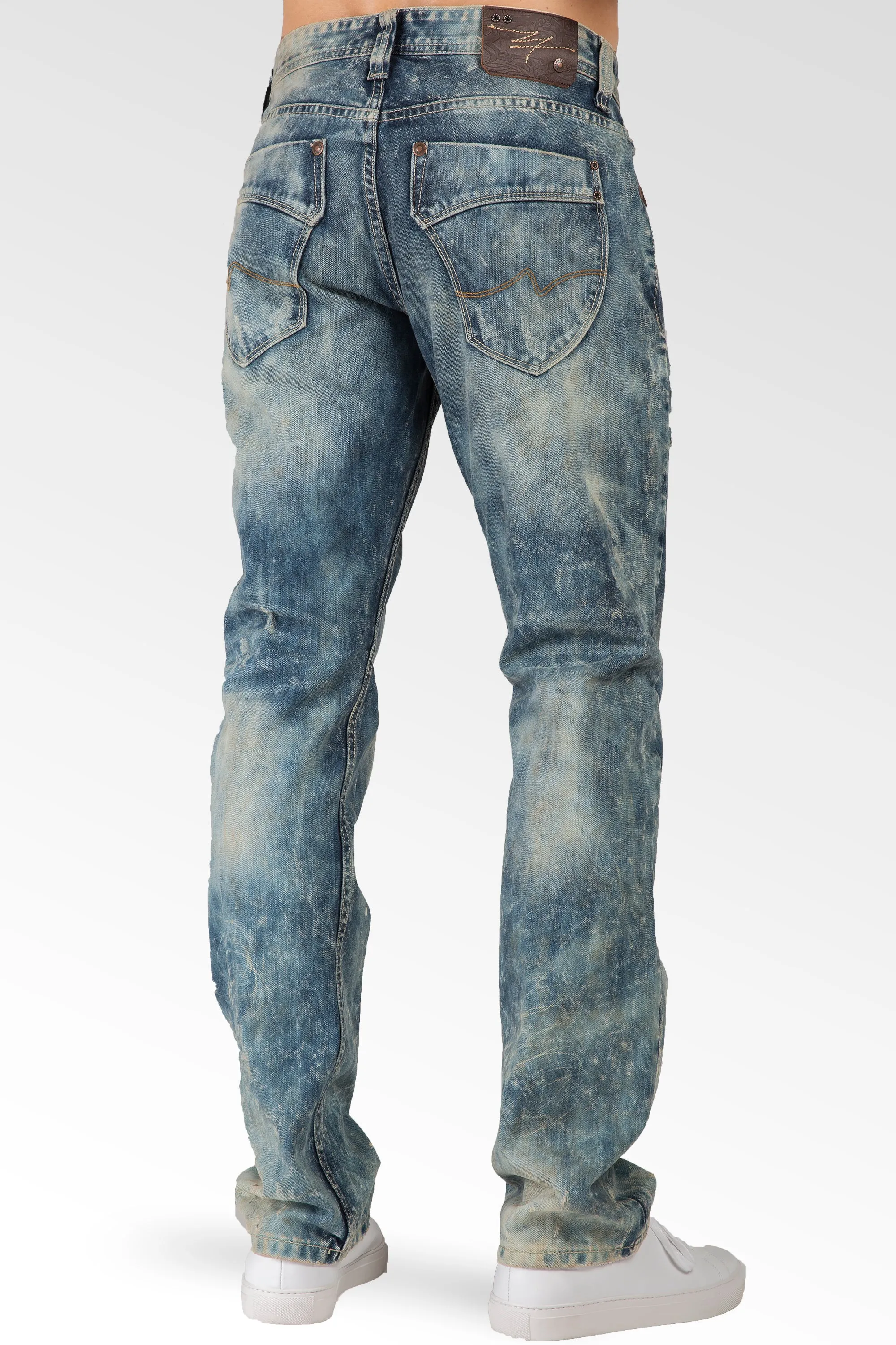 Slim Straight Premium Denim Light Vintage Distressed Signature 5 Pocket Jeans