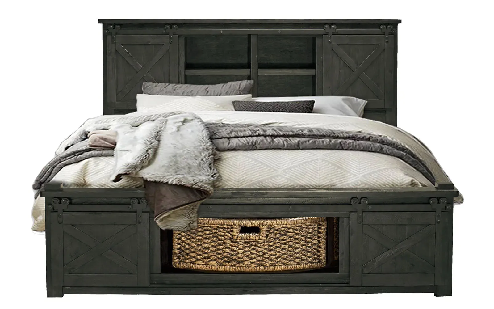 Sun Valley King Bed – Storage Headboard W/ Rotating Storage