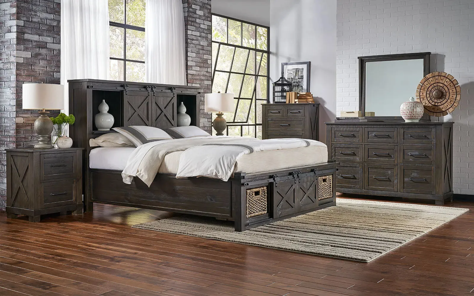 Sun Valley King Bed – Storage Headboard W/ Rotating Storage