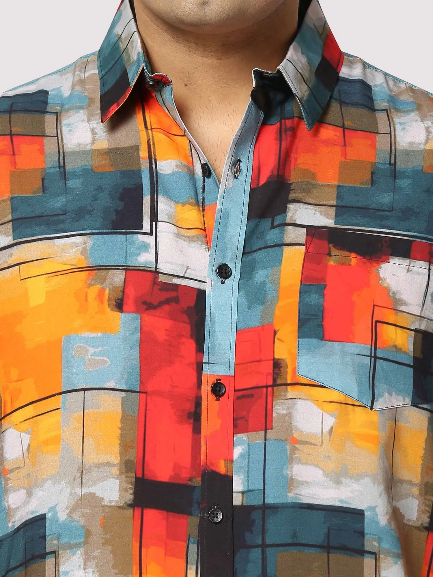 Sunset Strokes Digital Printed Full Sleeve Men's Plus Size