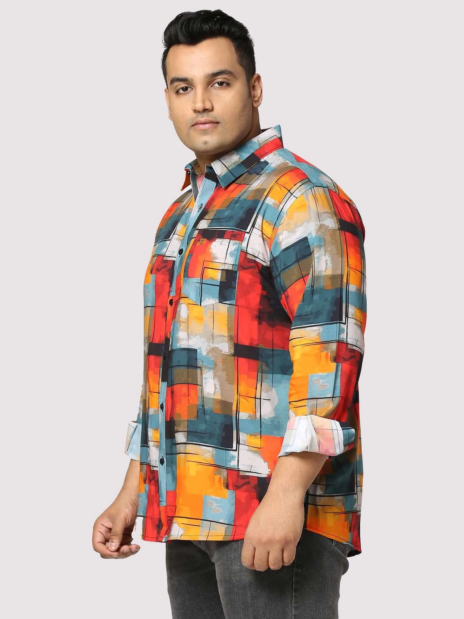 Sunset Strokes Digital Printed Full Sleeve Men's Plus Size