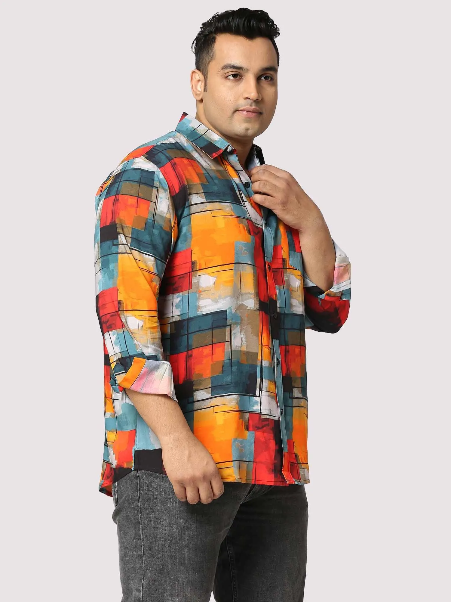 Sunset Strokes Digital Printed Full Sleeve Men's Plus Size