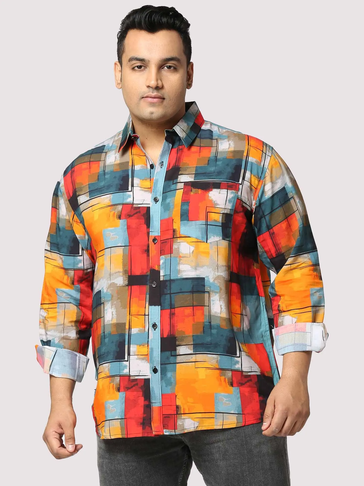 Sunset Strokes Digital Printed Full Sleeve Men's Plus Size