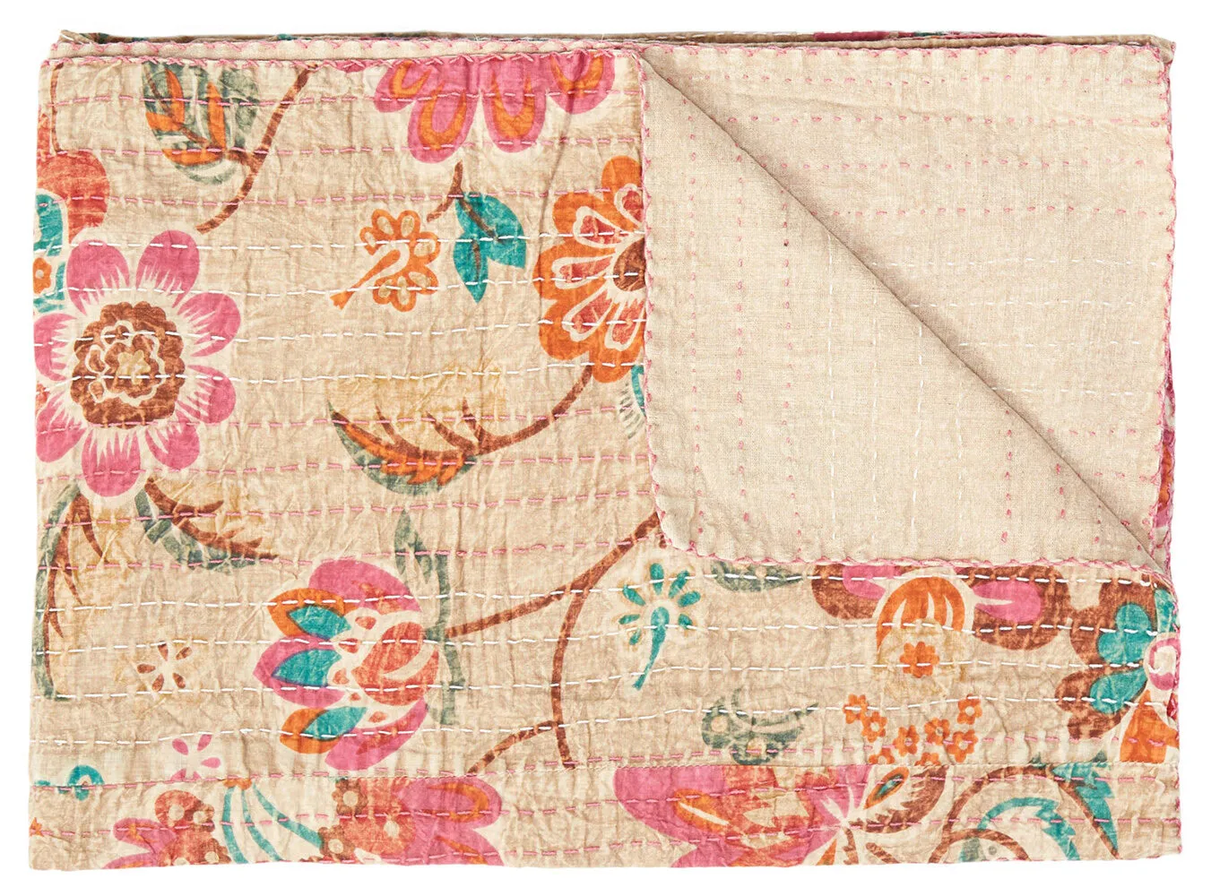 Taj Hotel Home Decor Kantha Cotton Throw | 50"x70" | 16