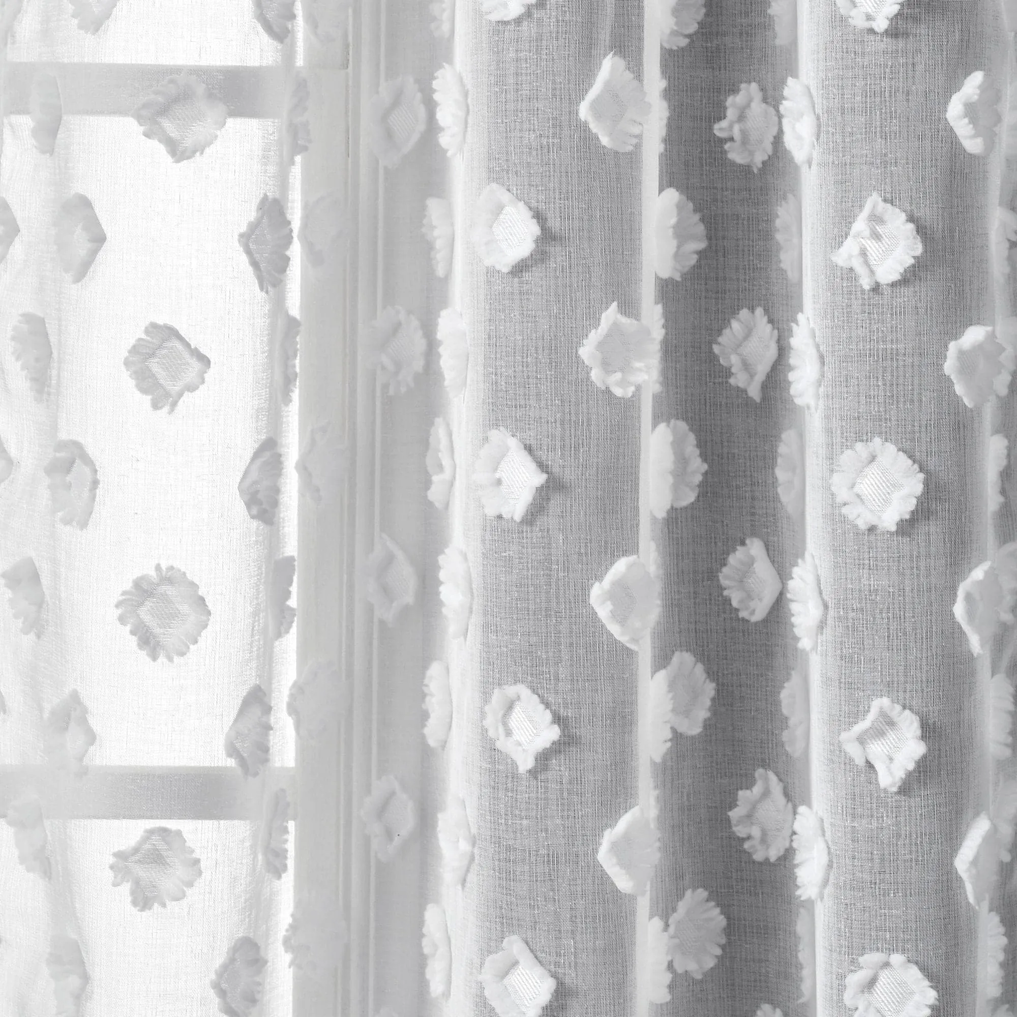 Textured Dot Grommet Sheer Window Curtain Panel Set