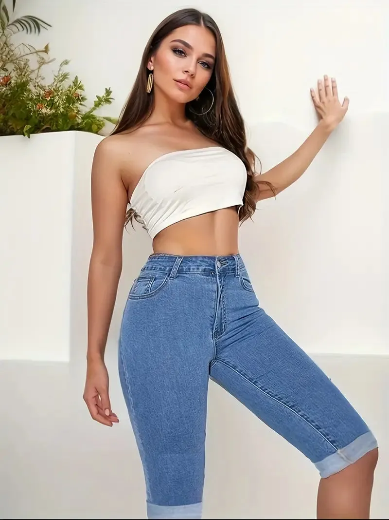 Ulyssa - Roll Up Denim Shorts