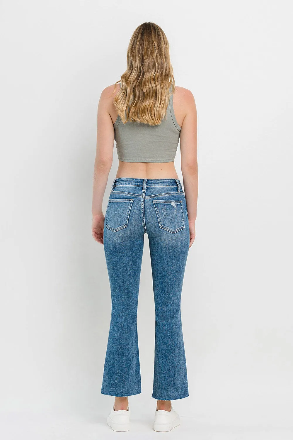 Vervet by Flying Monkey Full Size Mid Rise Distressed Cropped Flare Jeans