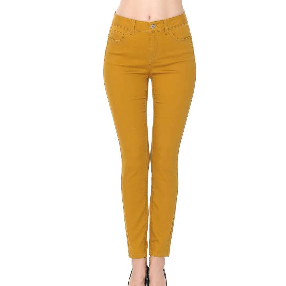 Wax Denim Women's Juniors Push-Up High-Rise Colored Twill Pants