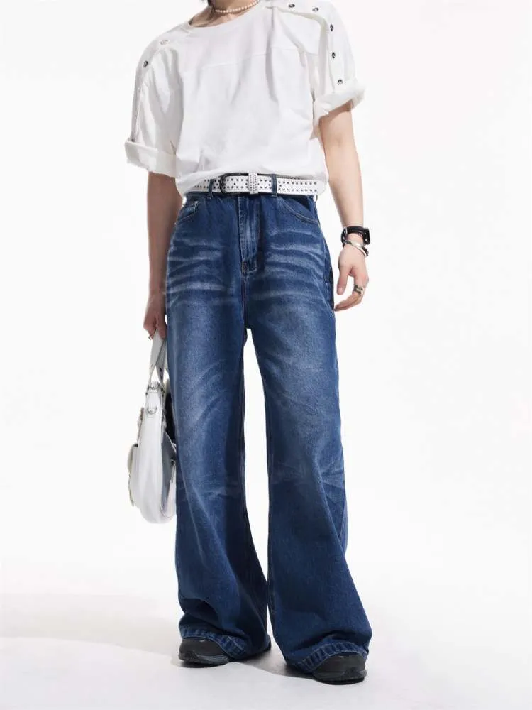 Wrinkle Processing Wide Washed Jeans【s0000006729】